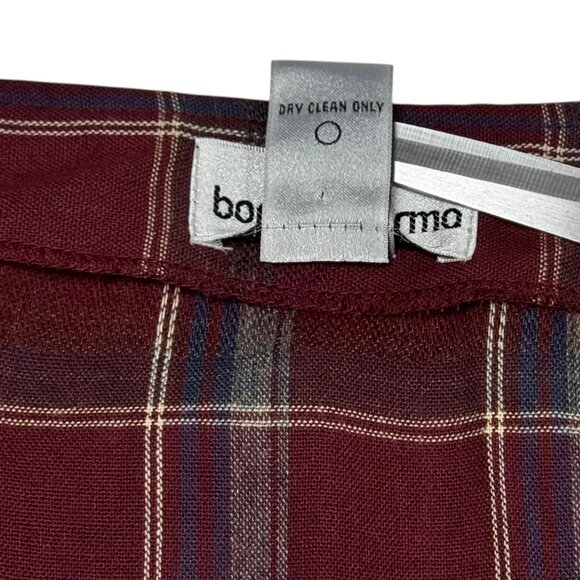 VTG Bonnie & Norma Plaid Wrap Midi Skirt Sz.M Burgundy Tartan Academia 90s Y2K - Picture 10 of 15